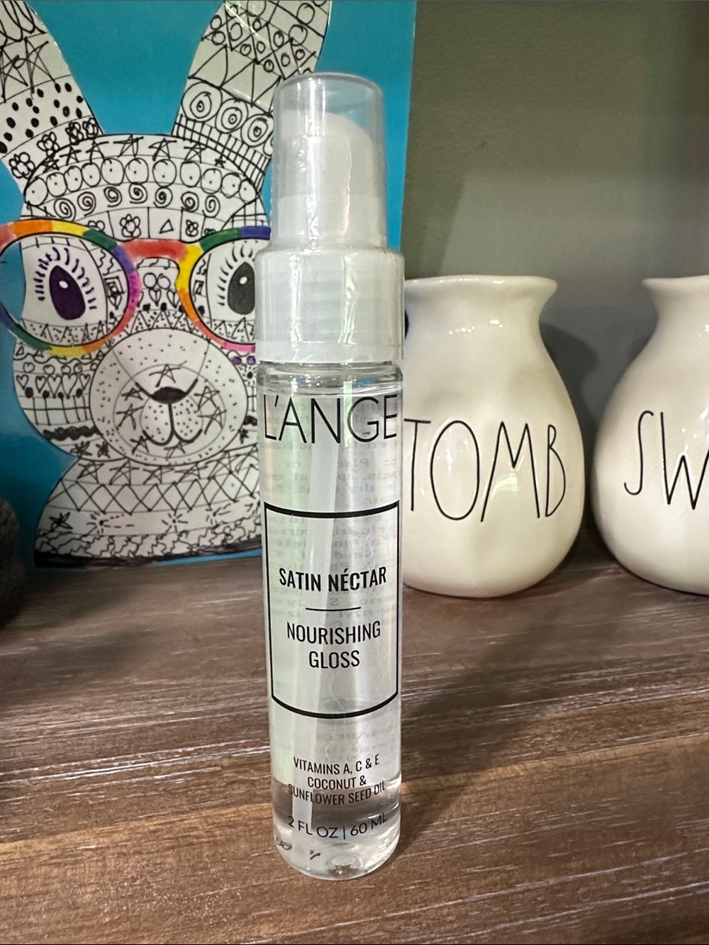 Lange Satin Nectar Nourishing Gloss — Clear Bottle with White Pump